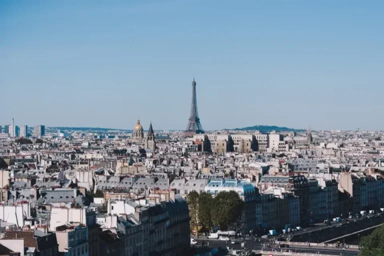 Cityscape of Paris with the Eiffel Tower in the background