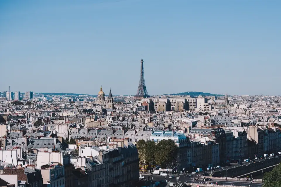 Cityscape of Paris with the Eiffel Tower in the background